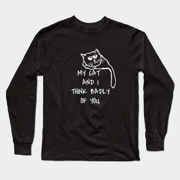 funny cat slogan Long Sleeve T-Shirt by Roocolonia